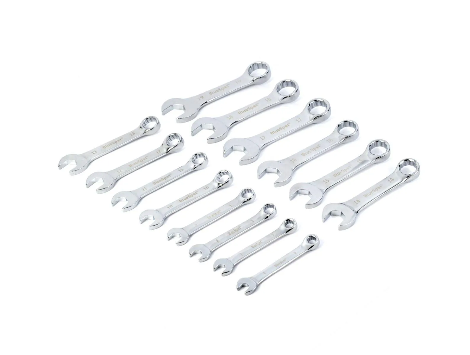 BLUE SPOT TOOLS 14 PCE METRIC STUBBY SPANNER SET IN EVA FOAM (6-19MM)