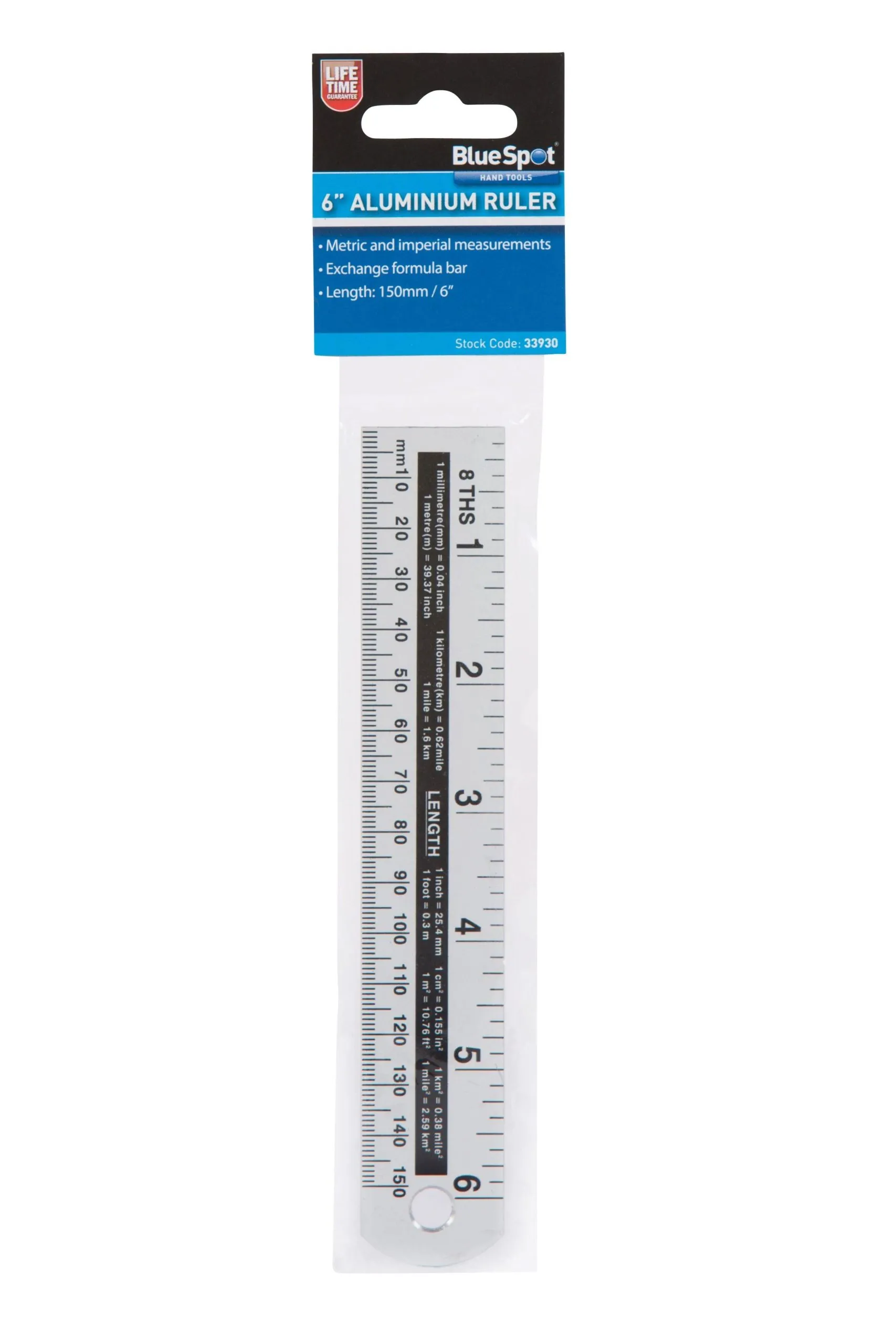 BLUE SPOT TOOLS 150MM (6") ALUMINIUM RULER