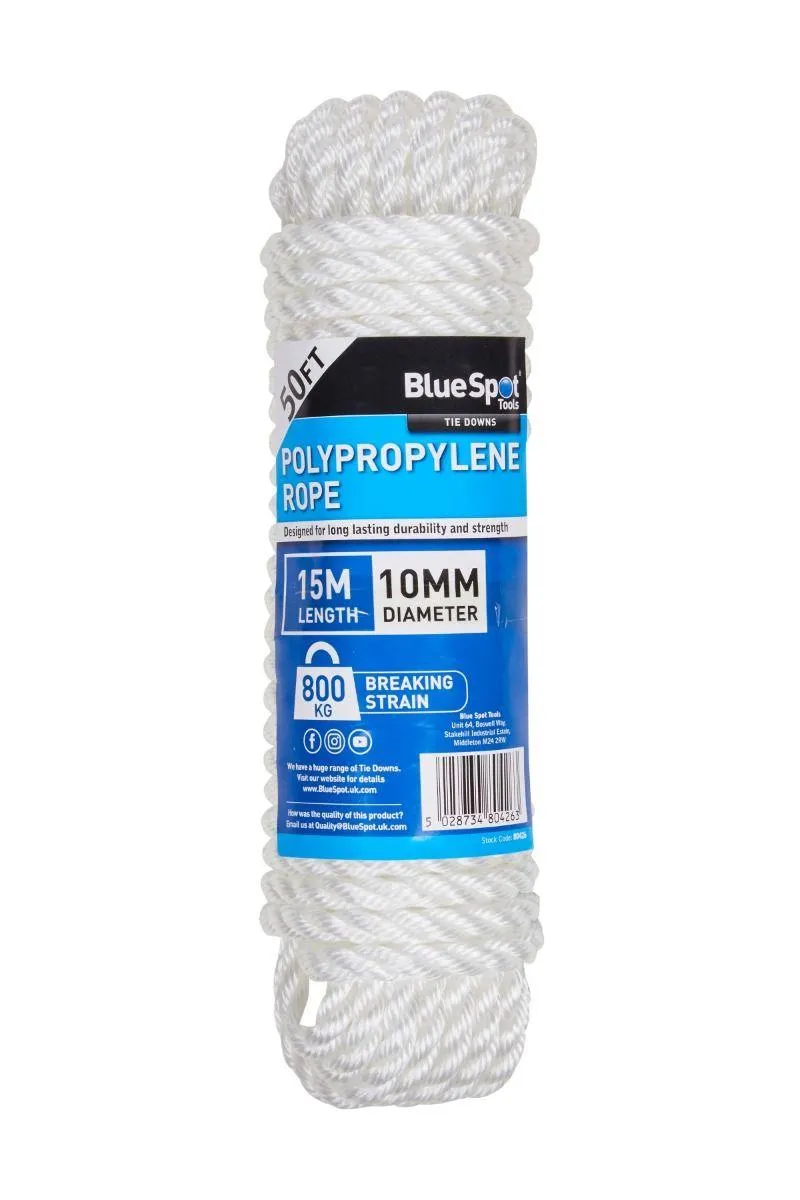 BLUE SPOT TOOLS 15M X 10MM (50FT) POLYPROPYLENE ROPE