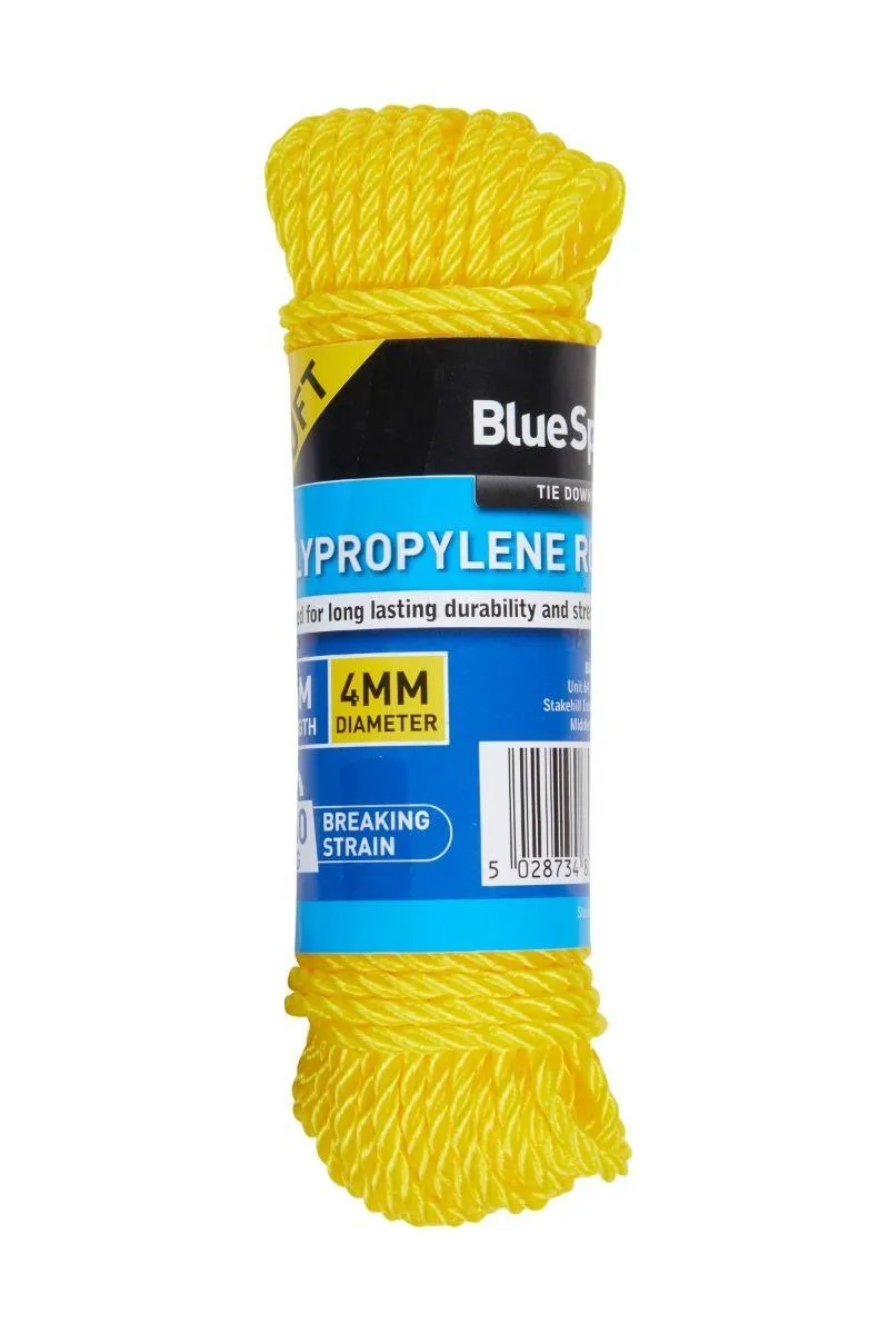 BLUE SPOT TOOLS 15M X 4MM (50FT) POLYPROPYLENE ROPE