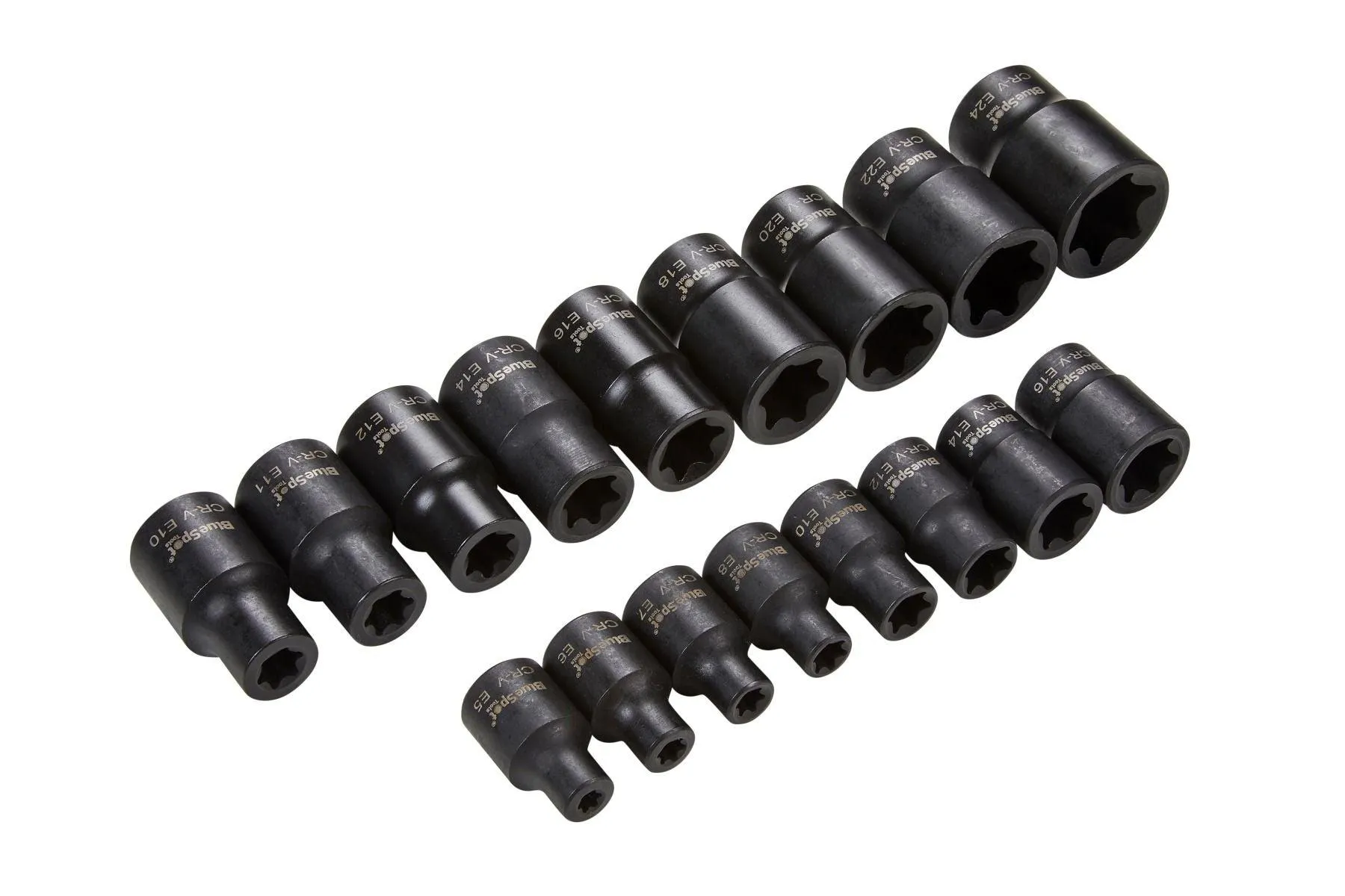 BLUE SPOT TOOLS 17PCE 3/8"-1/2" IMPACT E TORX SOCKETS