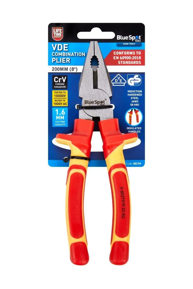 BLUE SPOT TOOLS 200MM (8") VDE COMBINATION PLIER