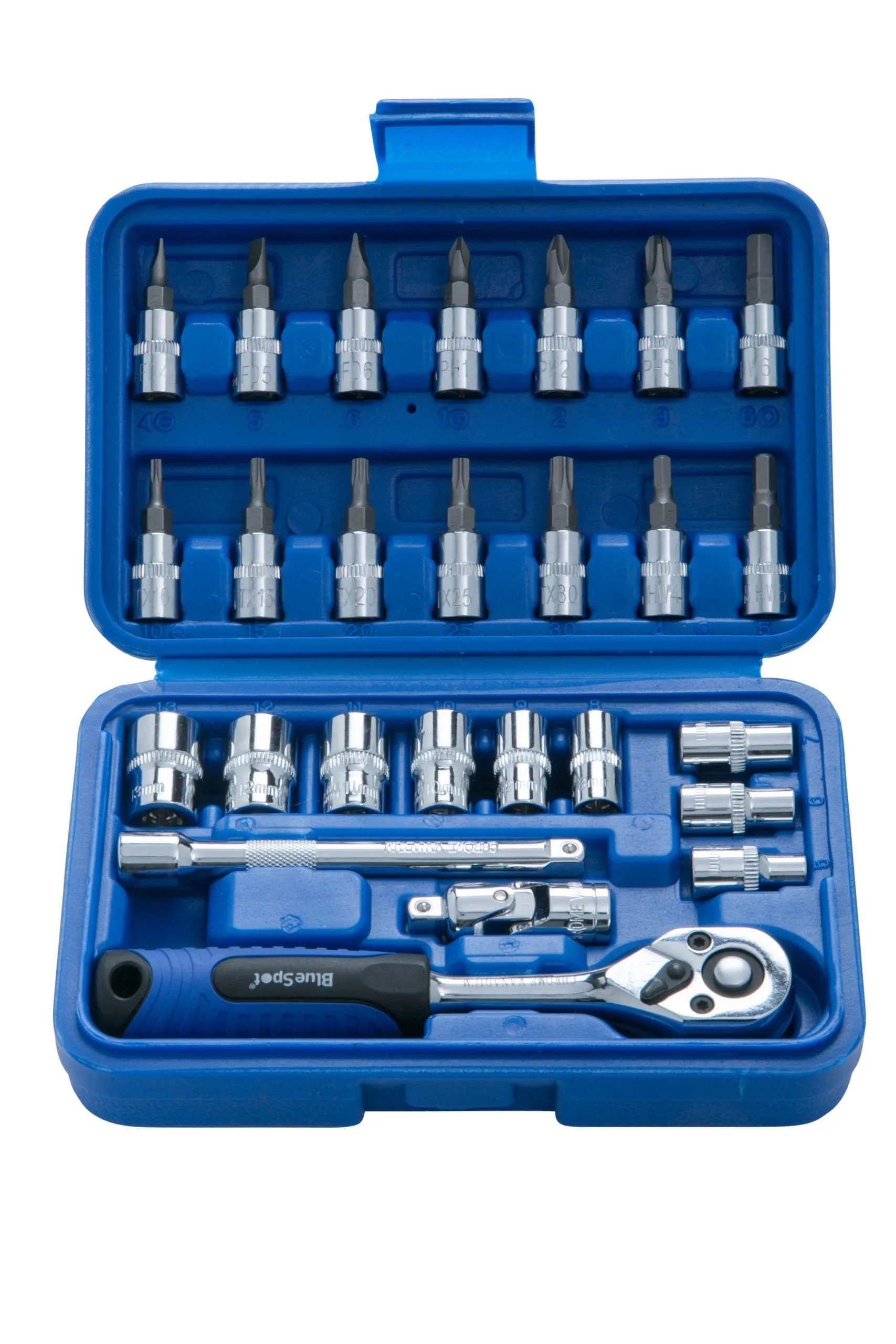 BLUE SPOT TOOLS 26 PCE 1/4" METRIC SOCKET SET (5-13MM)