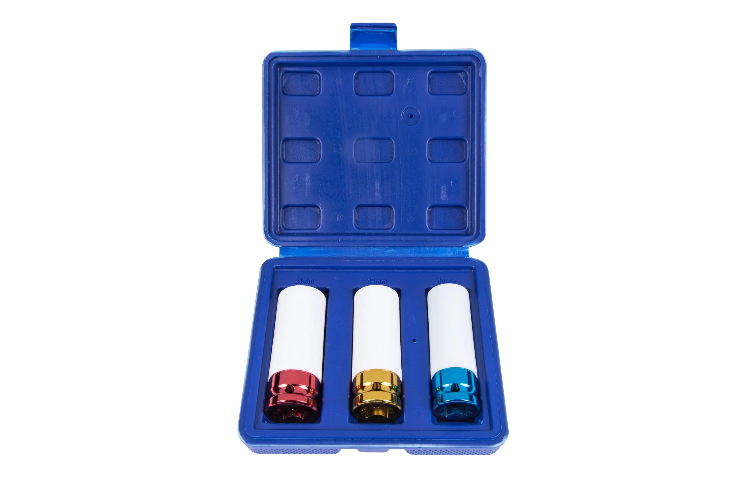 BLUE SPOT TOOLS 3 PCE 1/2" ALLOY WHEEL IMPACT SOCKETS (17, 19, 21MM)