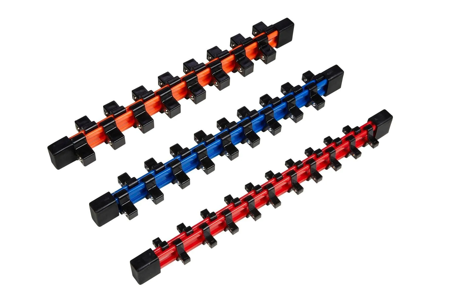 BLUE SPOT TOOLS 3 PCE COLOURED SOCKET HOLDERS (54 CLIPS) (1/4"-3/8"-1/2")