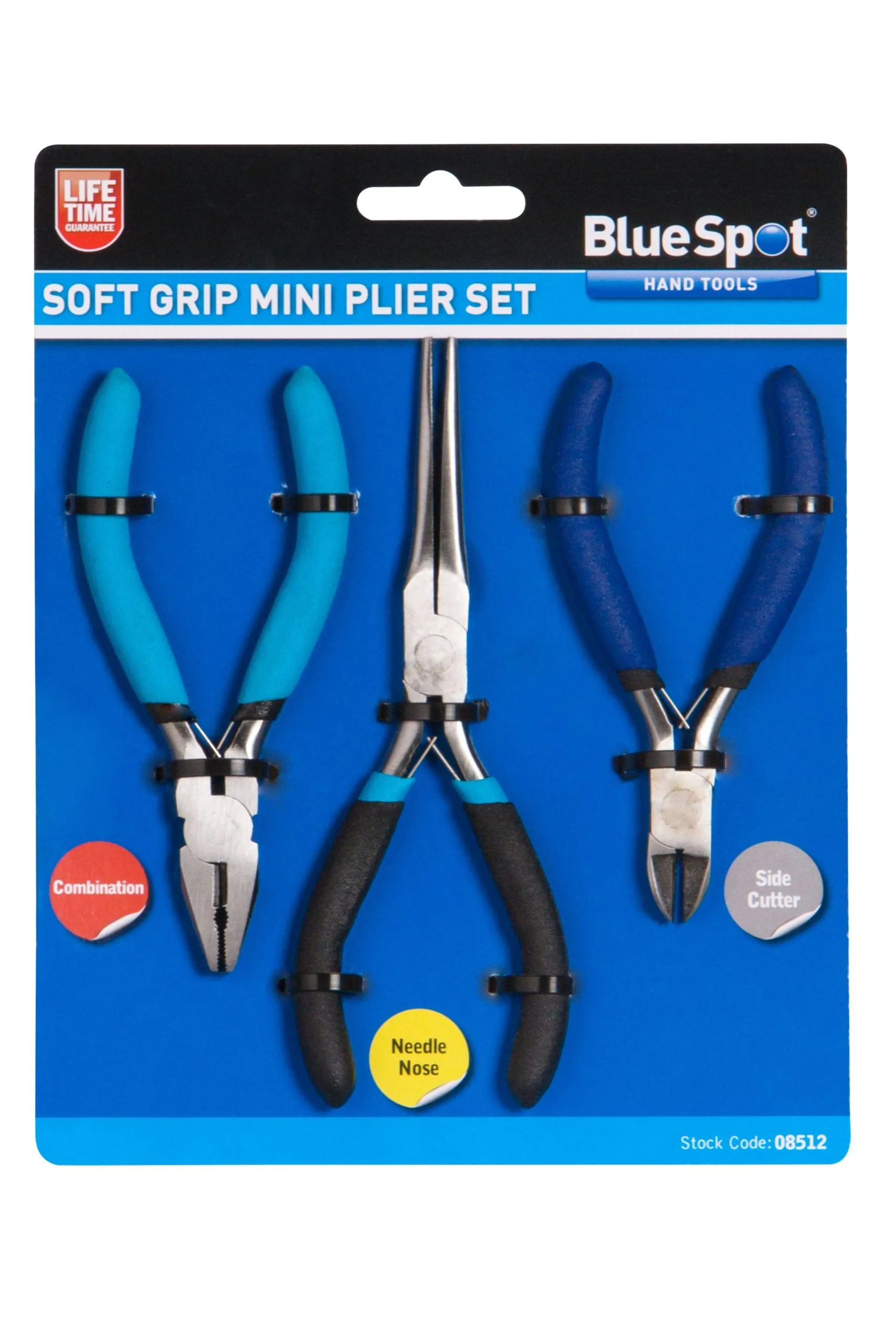 BLUE SPOT TOOLS 3 PCE SOFT GRIP MINI PLIER SET