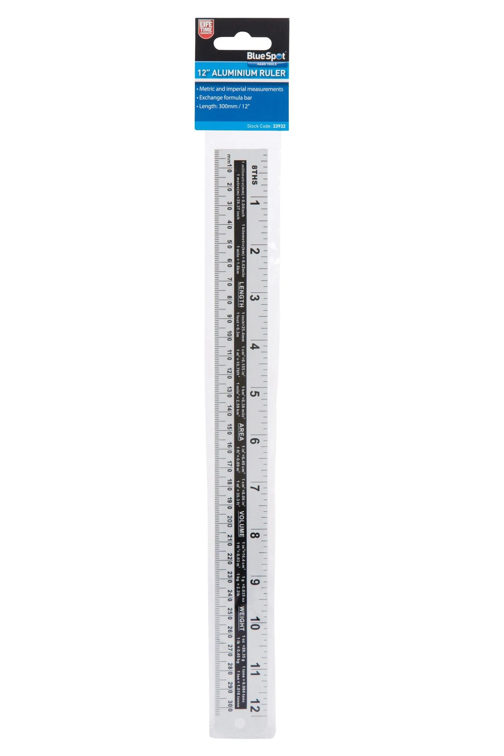 BLUE SPOT TOOLS 300MM (12") ALUMINIUM RULER