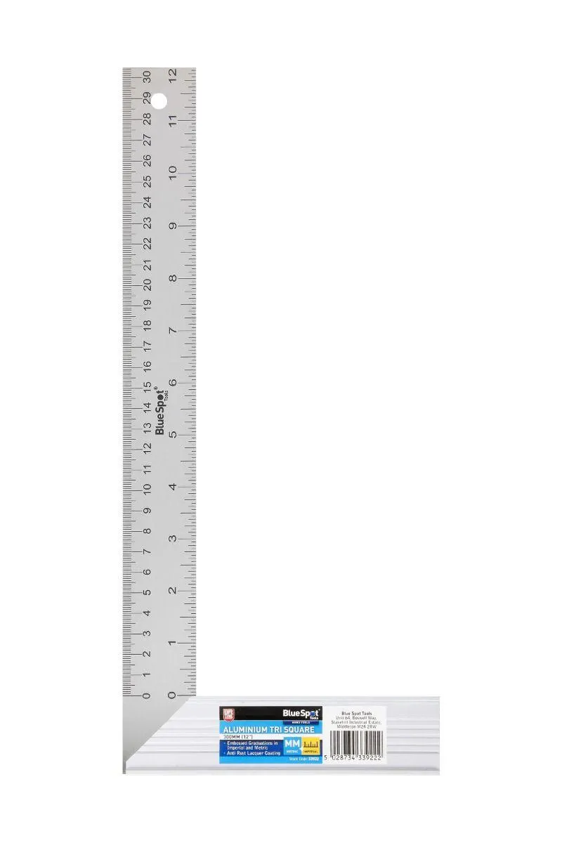 BLUE SPOT TOOLS 300MM (12") ALUMINIUM TRI SQUARE
