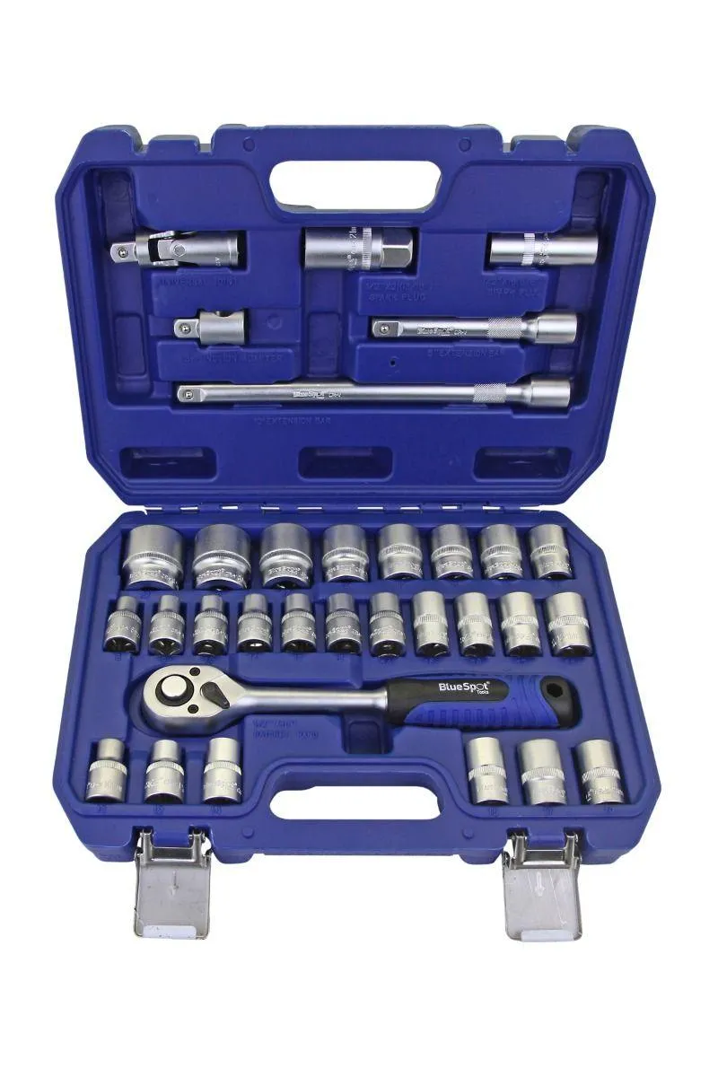 BLUE SPOT TOOLS 32 PCE 1/2" HEX & 12 POINT SOCKET SET (HEX 8-32MM) (12 POINT 10-19MM)