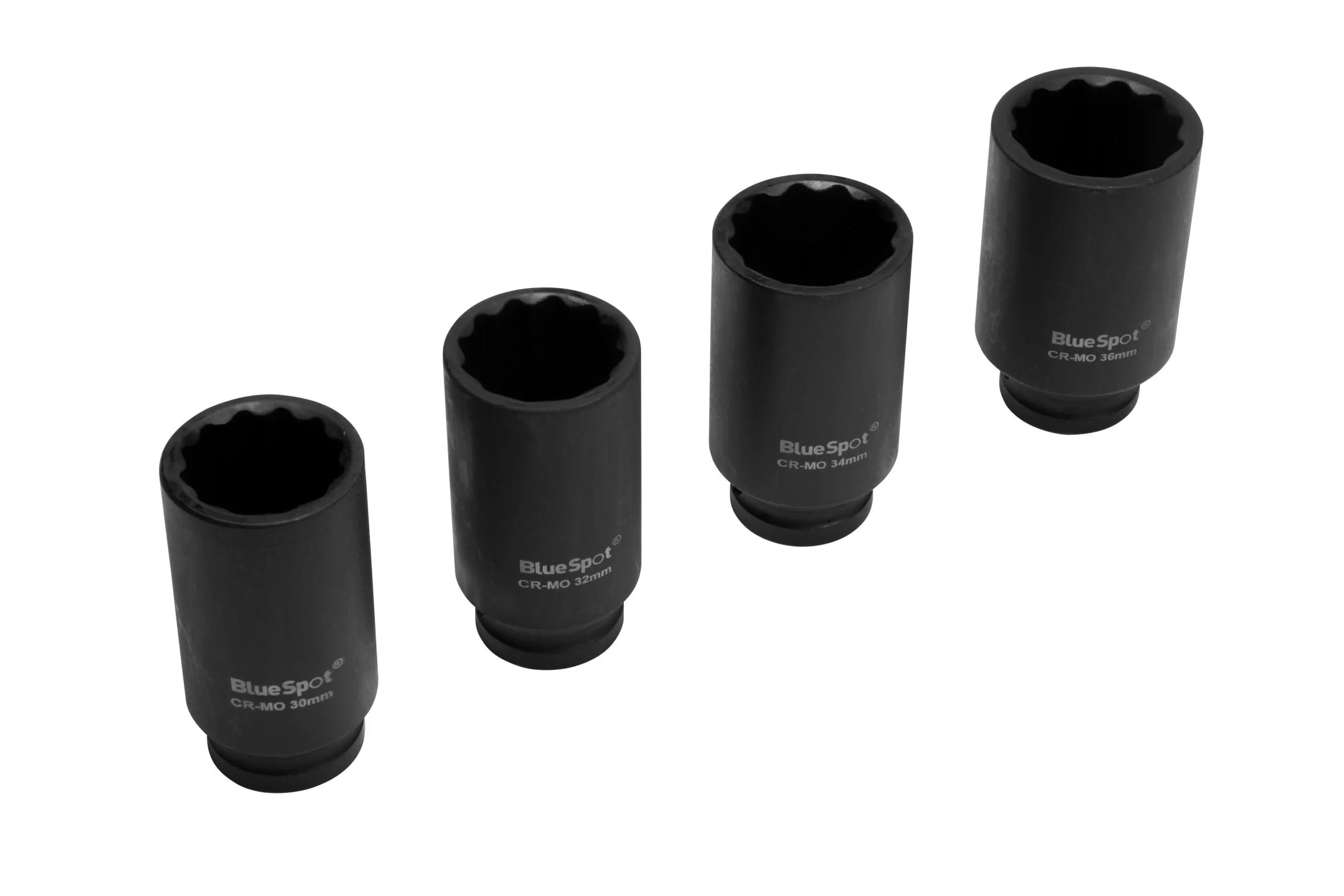 BLUE SPOT TOOLS 4 PCE 1/2" METRIC CR-MO IMPACT SOCKETS (30-36MM)