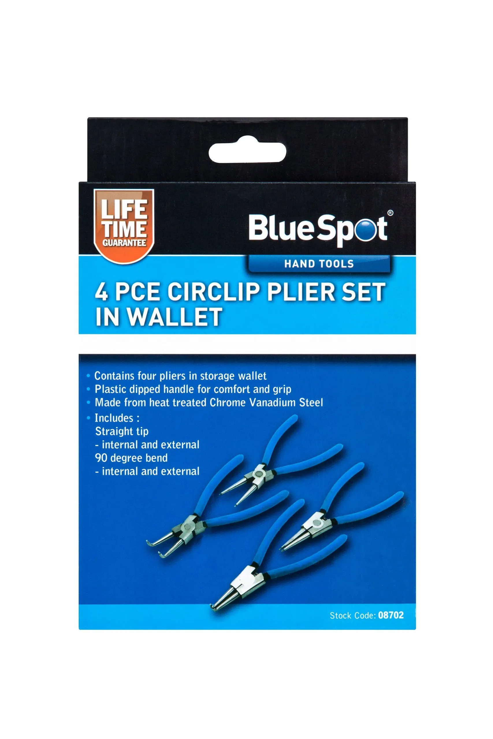 BLUE SPOT TOOLS 4 PCE 150MM (6") CIRCLIP PLIER SET