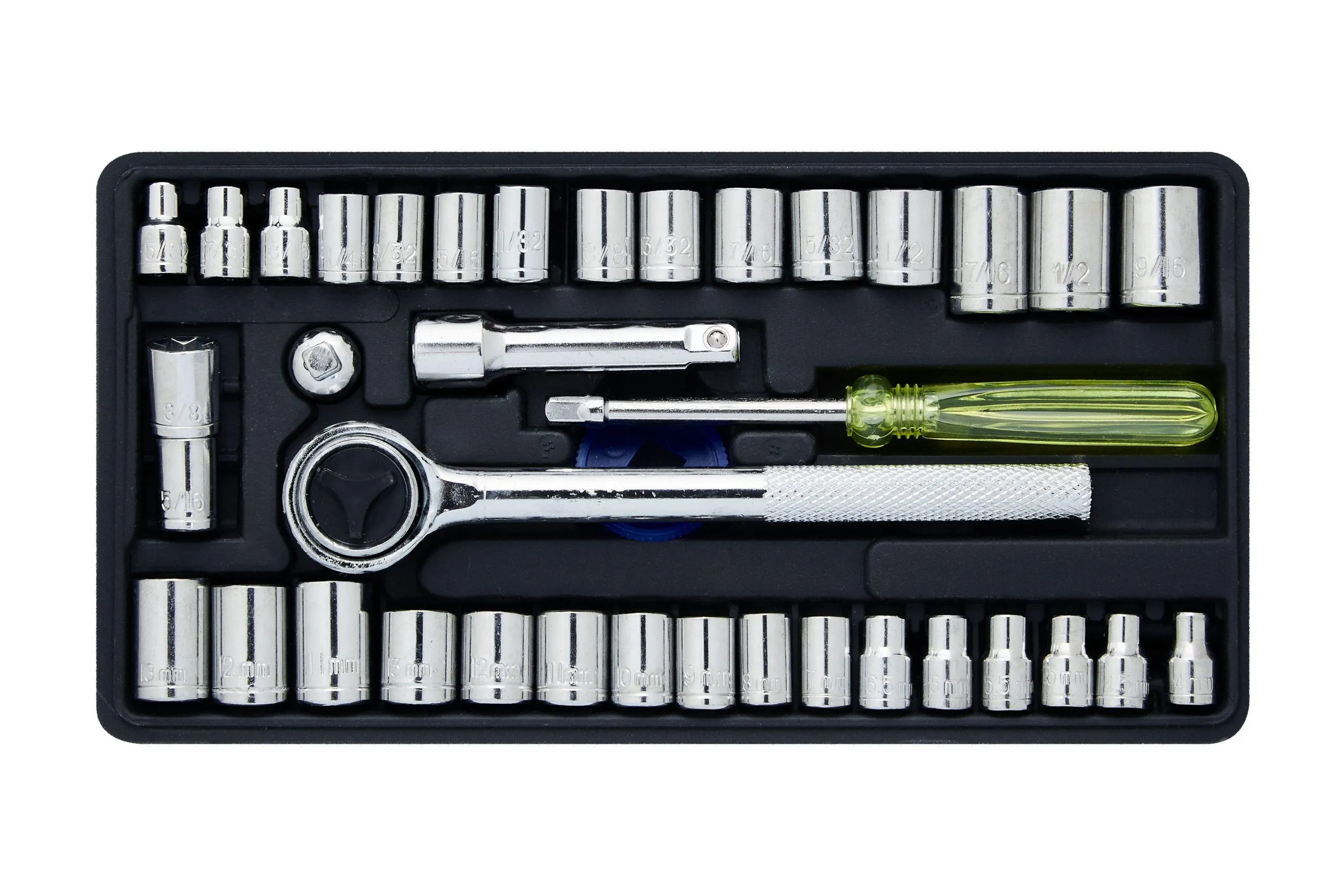 BLUE SPOT TOOLS 40 PCE 1/4" & 3/8" SOCKET SET (4-13MM) (5/32"-3/8")