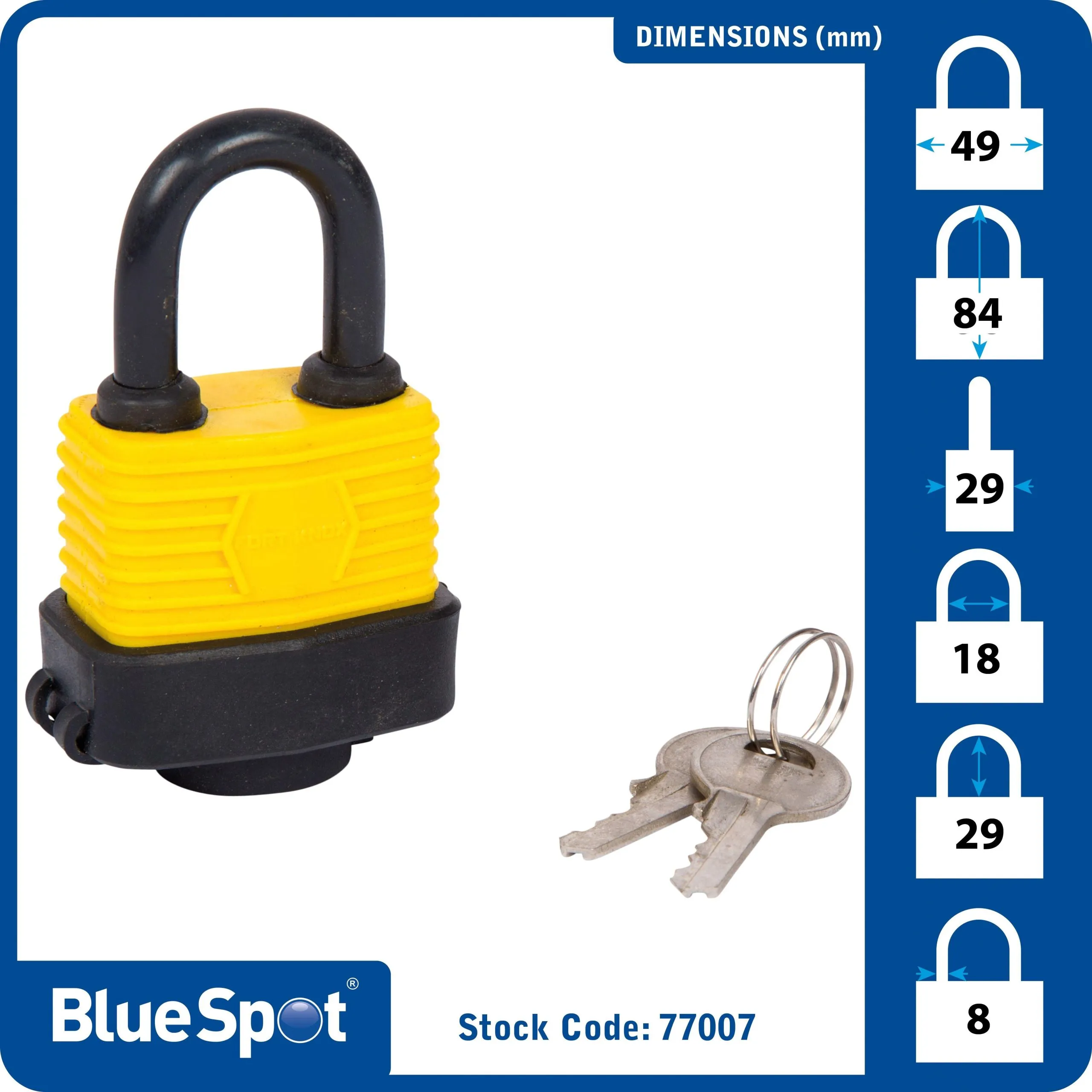 BLUE SPOT TOOLS 40MM WEATHER RESISTANT PADLOCK