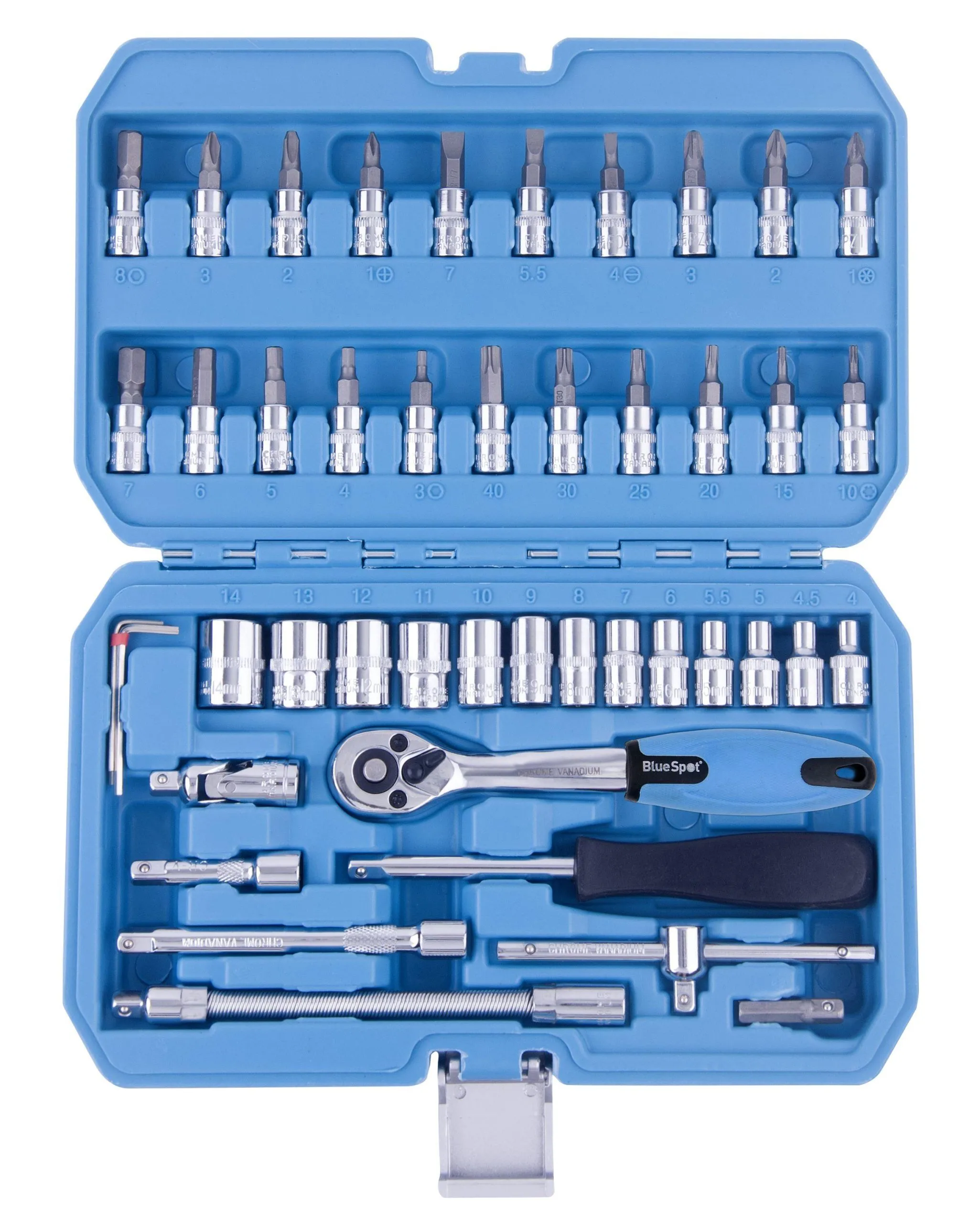 BLUE SPOT TOOLS 46 PCE 1/4" METRIC SOCKET SET (4-14MM)