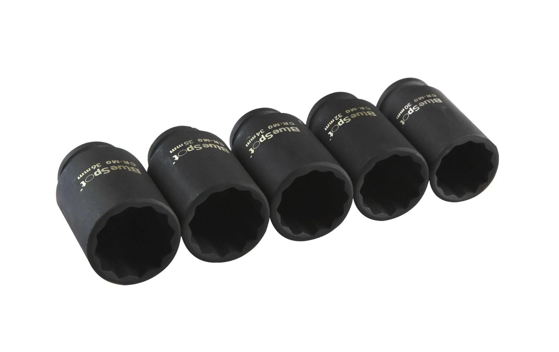 BLUE SPOT TOOLS 5 PCE 1/2" METRIC CR-MO IMPACT HUB SOCKETS (30-36MM)