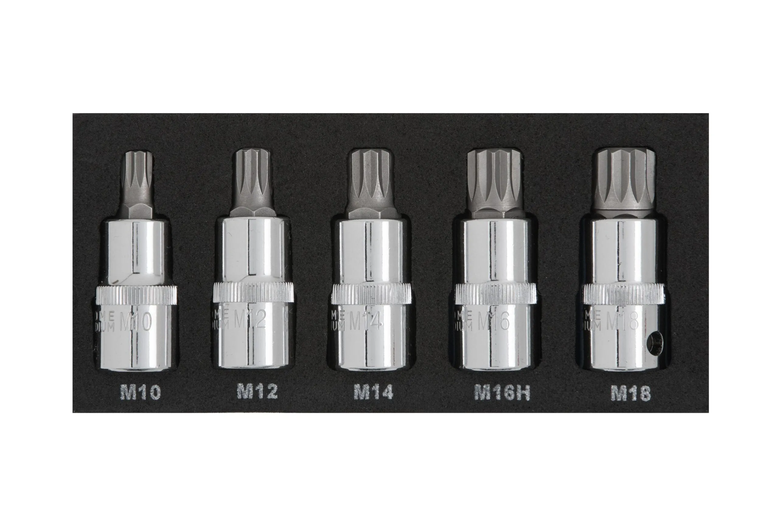 BLUE SPOT TOOLS 5 PCE 1/2" SPLINE BIT SET (M10-M18) (EVA FOAM)