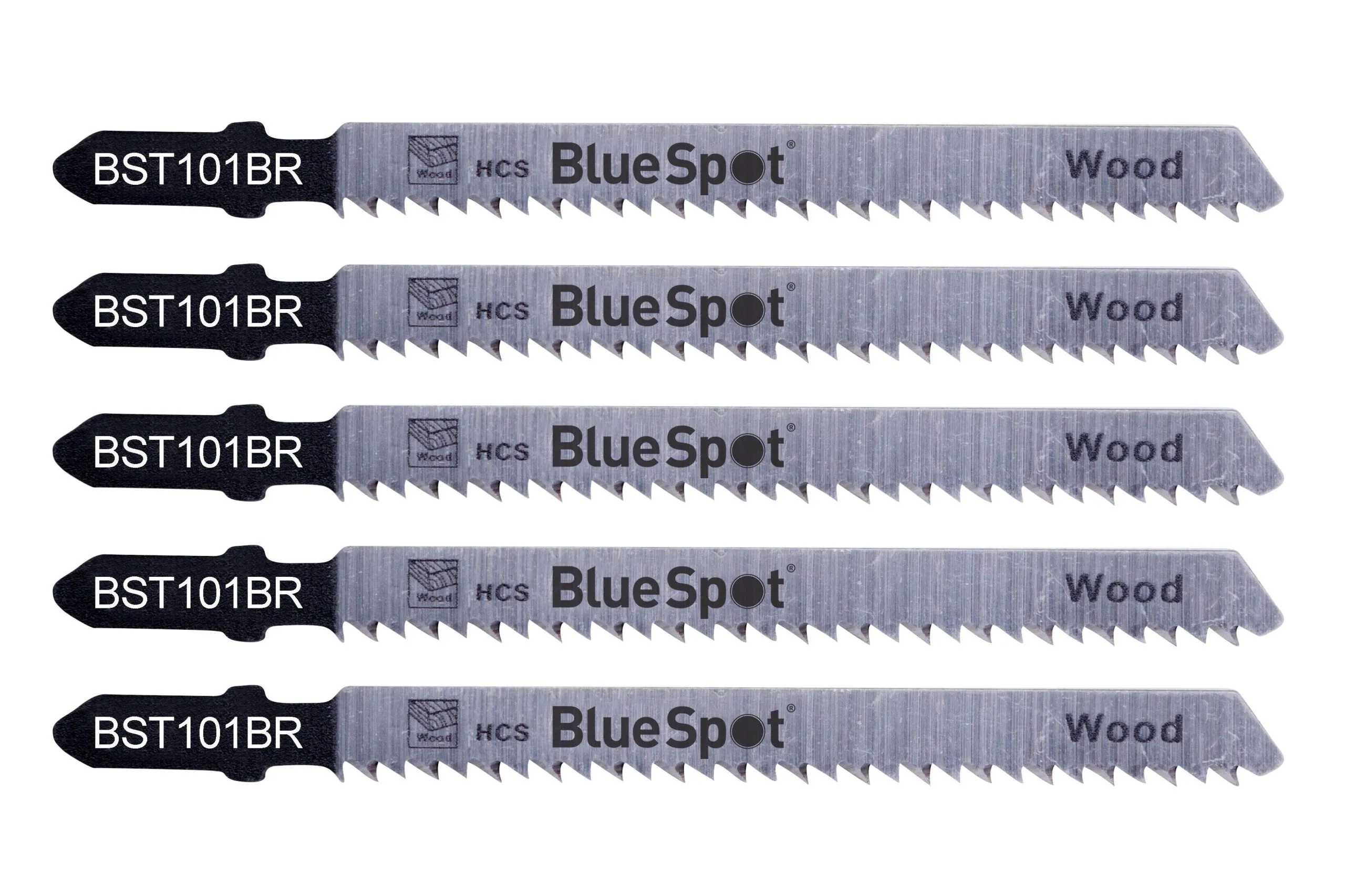 BLUE SPOT TOOLS 5 PCE HCS REVERSE PITCH JIGSAW BLADES FOR WOOD (10 TPI)