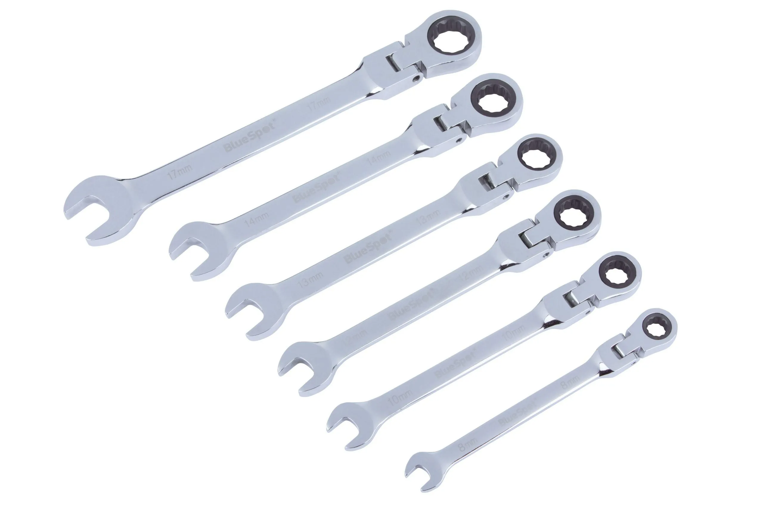 BLUE SPOT TOOLS 6 PCE FLEXIBLE RATCHET SPANNER SET (8-17MM)