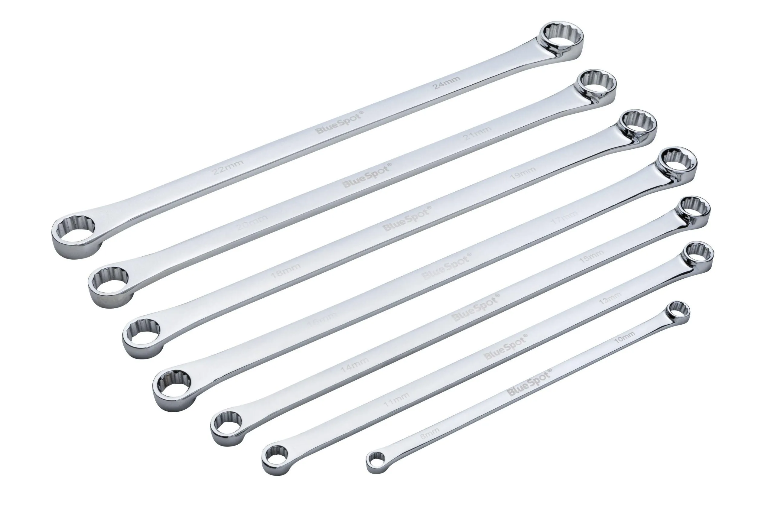 BLUE SPOT TOOLS 7 PCE EXTRA LONG RING SPANNER SET (8-24MM)