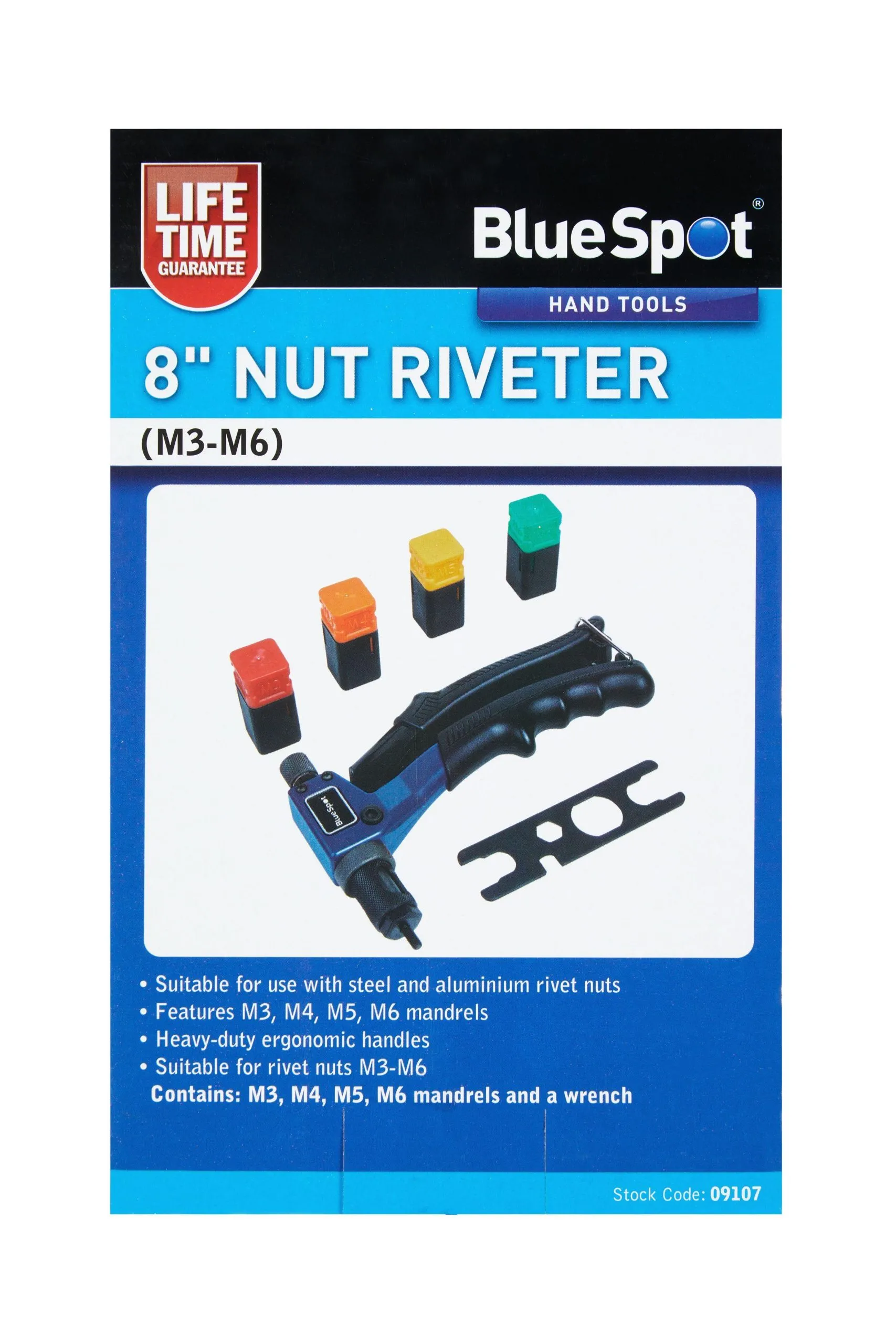 BLUE SPOT TOOLS 8" NUT RIVETER (M3-M6)