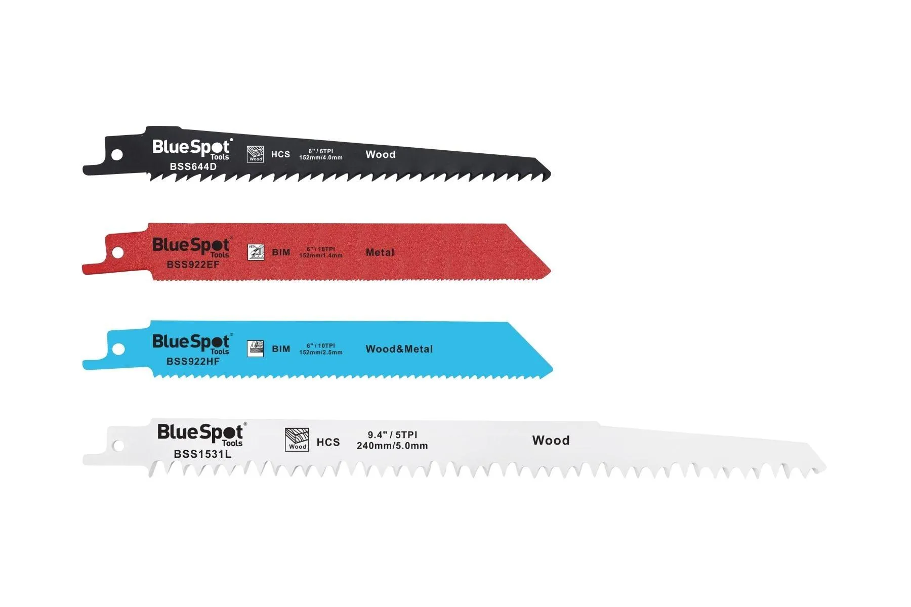 BLUE SPOT TOOLS 8 PCE 150-240MM RECIPROCATING SAW BLADES (BIM)