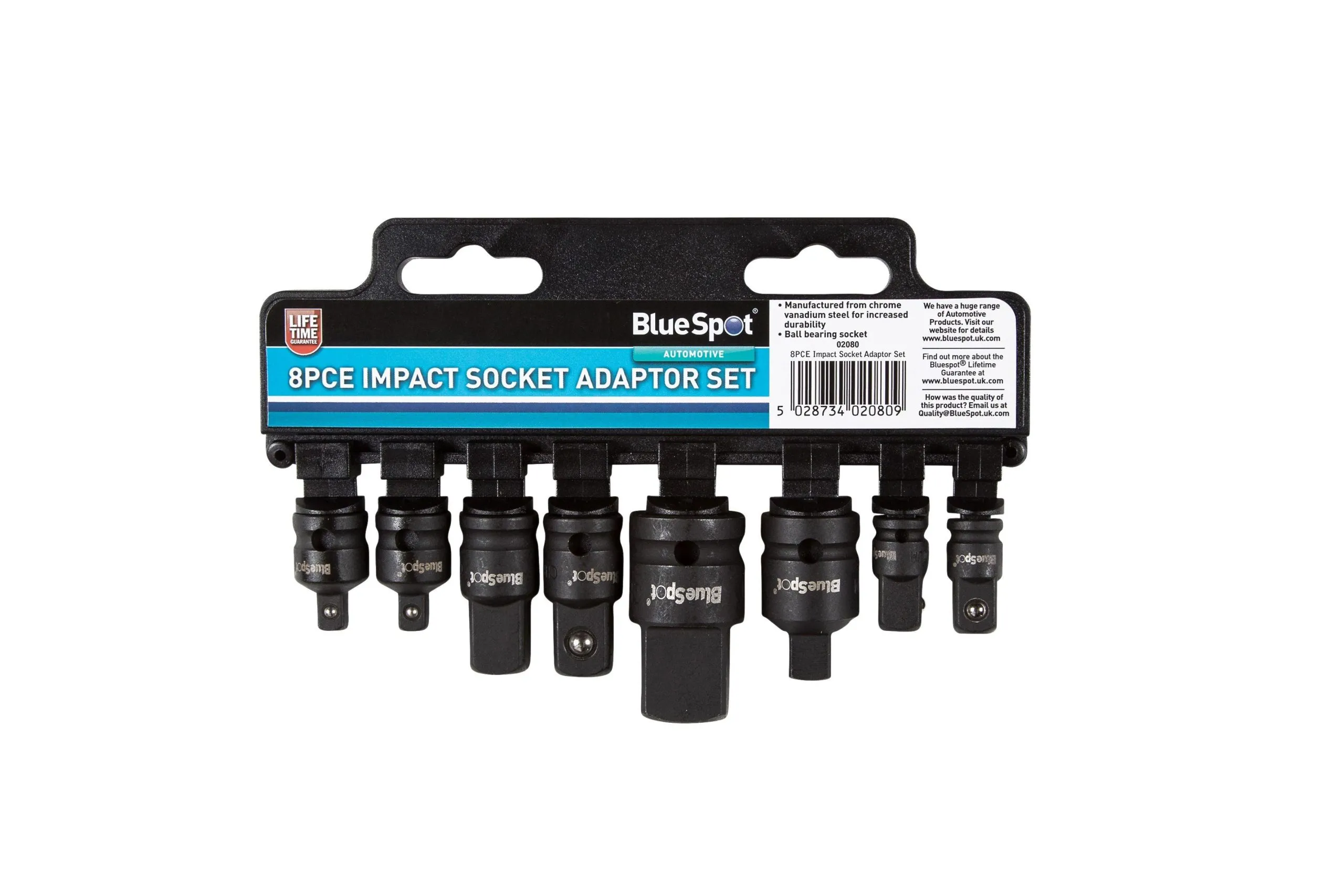 BLUE SPOT TOOLS 8 PCE IMPACT SOCKET ADAPTOR SET (1/4"-3/4")