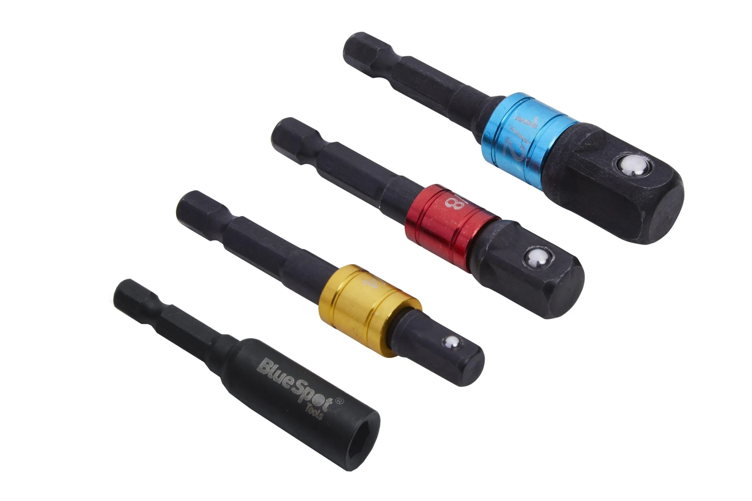 BLUE SPOT TOOLS COLOUR CODED IMPACT SOCKET ADAPTORS (1/4"-3/8"-1/2") & BIT HOLDER