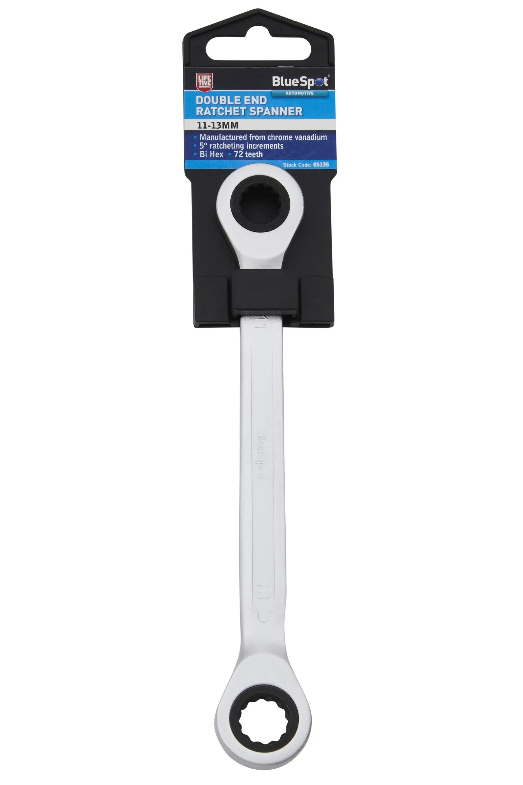 BLUE SPOT TOOLS DOUBLE END RATCHET SPANNER (11-13MM)