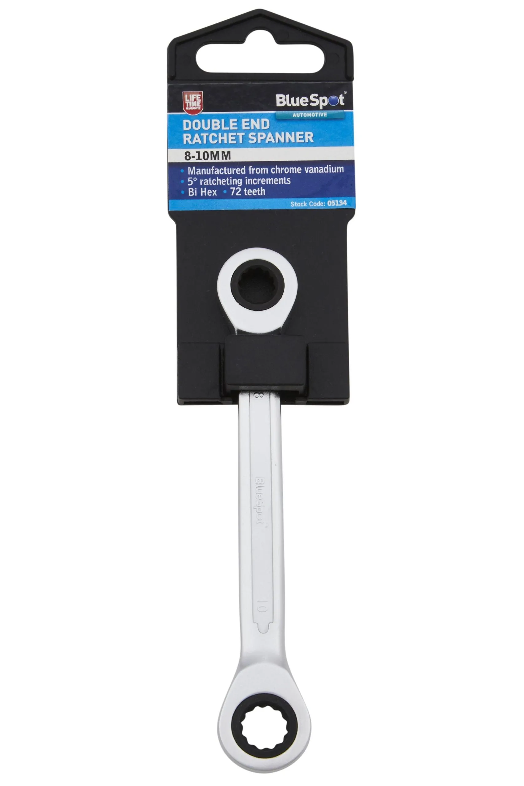 BLUE SPOT TOOLS DOUBLE END RATCHET SPANNER (8-10MM)