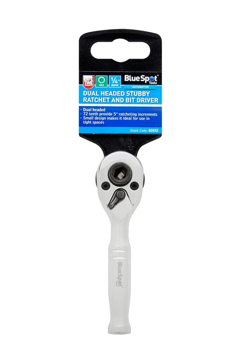 BLUE SPOT TOOLS DUAL HEADED STUBBY RATCHET AND BIT DRIVER