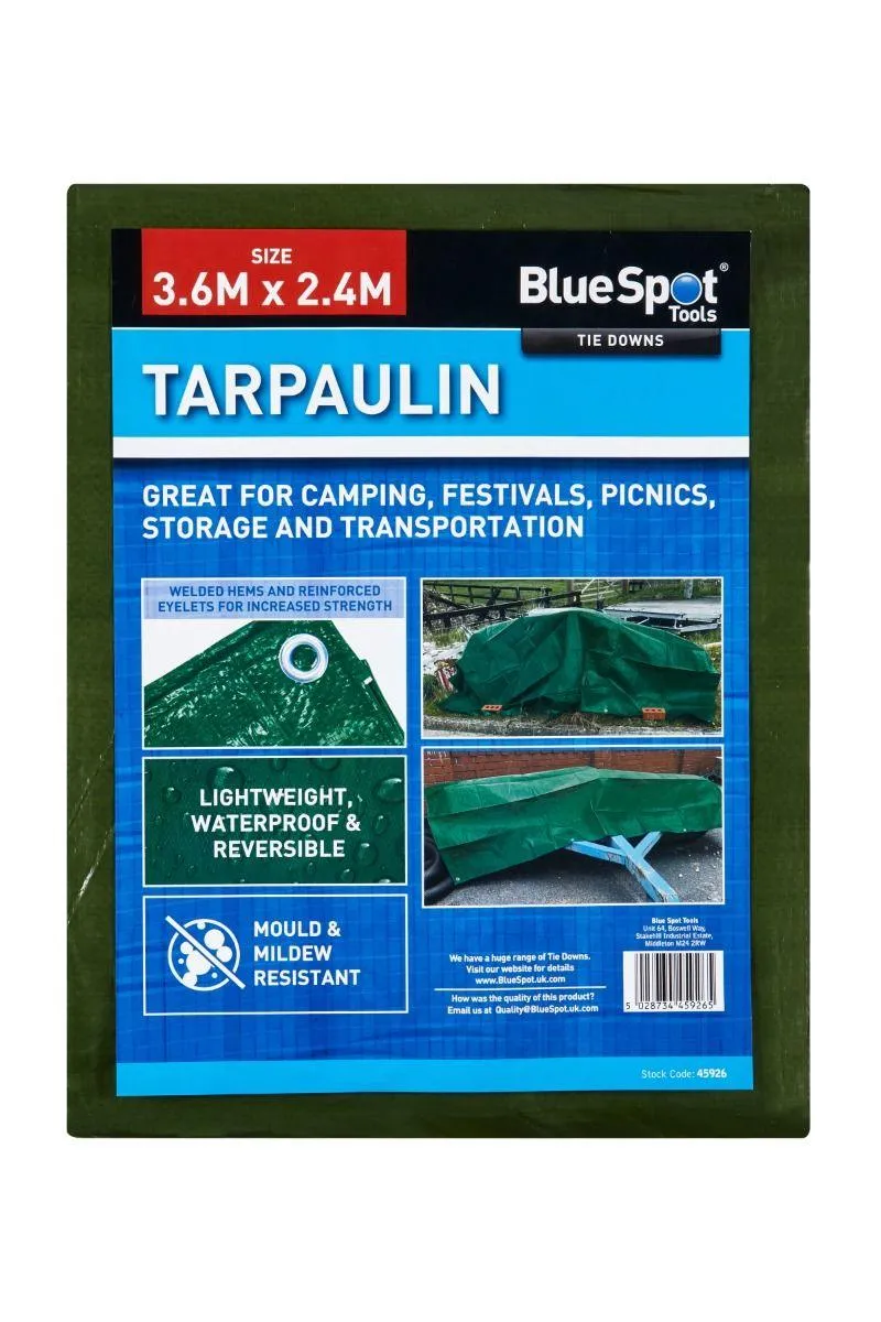 BLUE SPOT TOOLS GREEN 3.6M X 2.4M TARPAULIN
