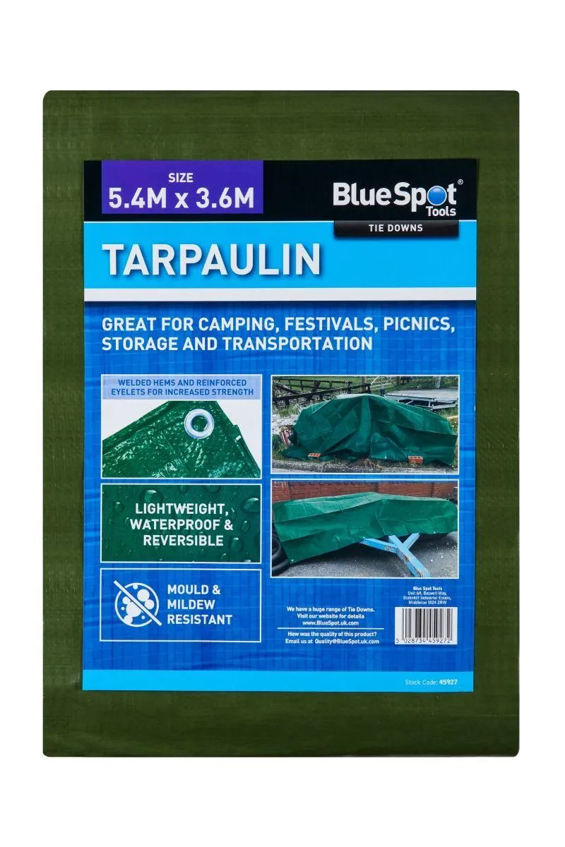 BLUE SPOT TOOLS GREEN 5.4M X 3.6M TARPAULIN