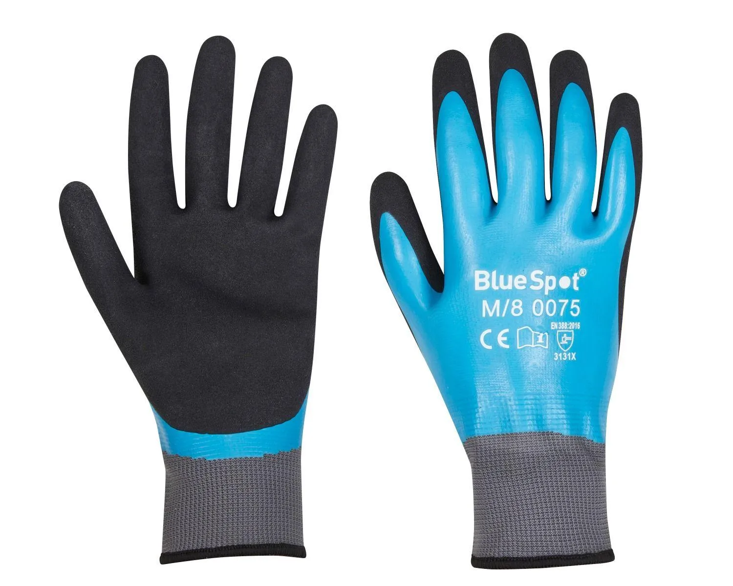 BLUE SPOT TOOLS LATEX WATER RESISTANT GLOVES (MEDIUM)