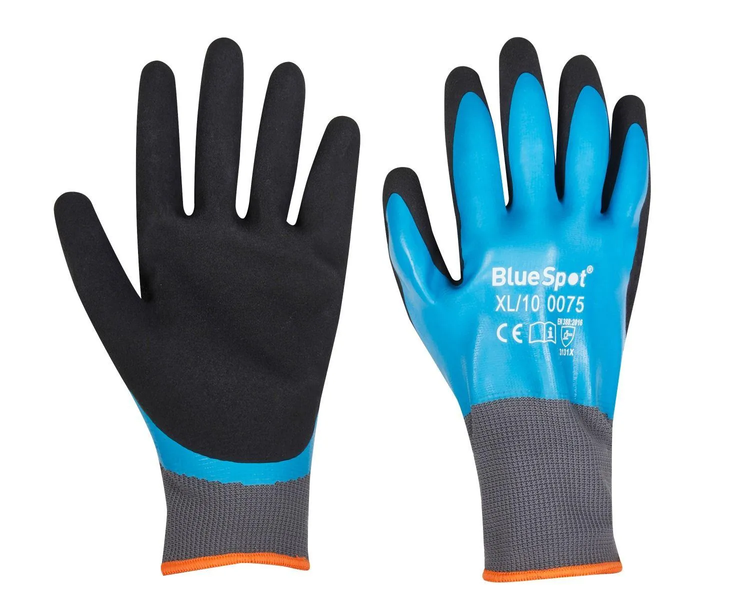 BLUE SPOT TOOLS LATEX WATER RESISTANT GLOVES (XL)