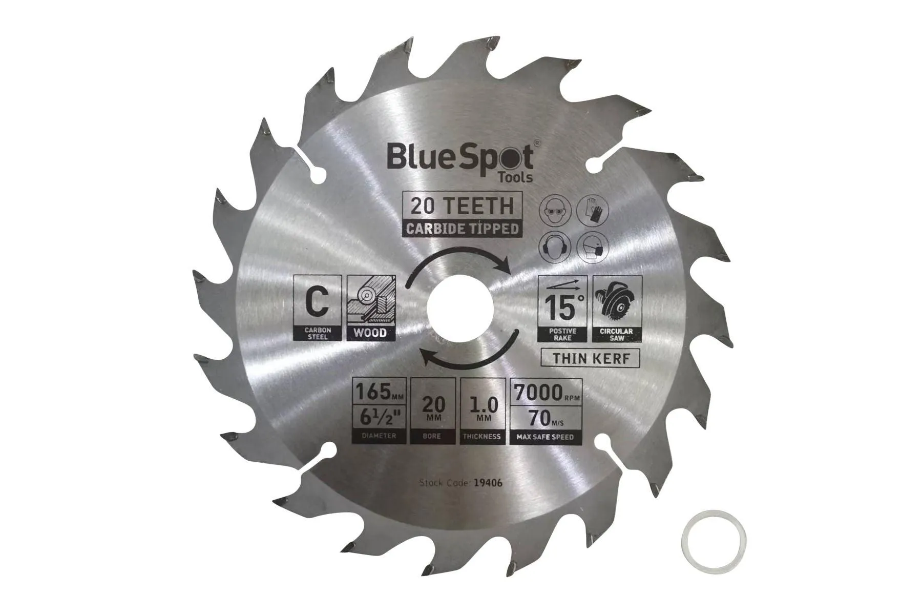 BLUE SPOT TOOLS165MM X 20MM TCT CIRCULAR SAW BLADE (20 TEETH)