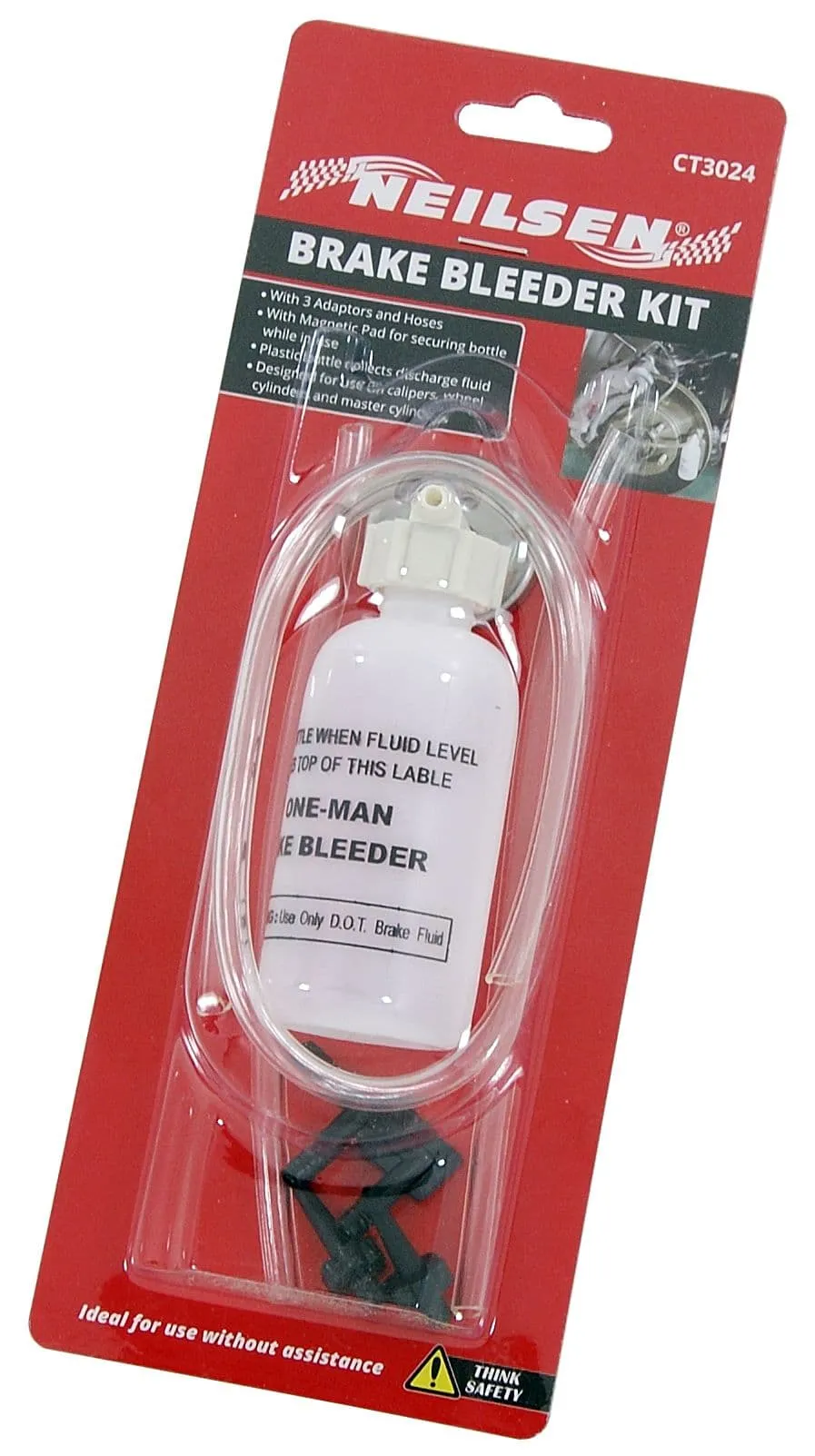 Brake Bleeder Bleed Kit 3 Adaptors And Hoses Bleed Brakes Car Van Bike Magnetic