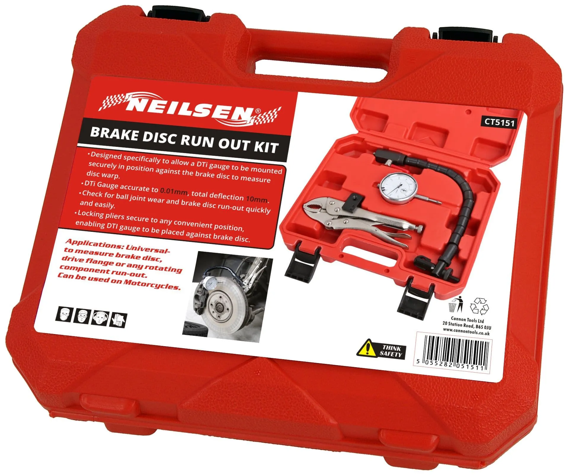 Brake Disc Run Out Kit With Dti Gauge + Ball Joint Wear Tool And Pliers