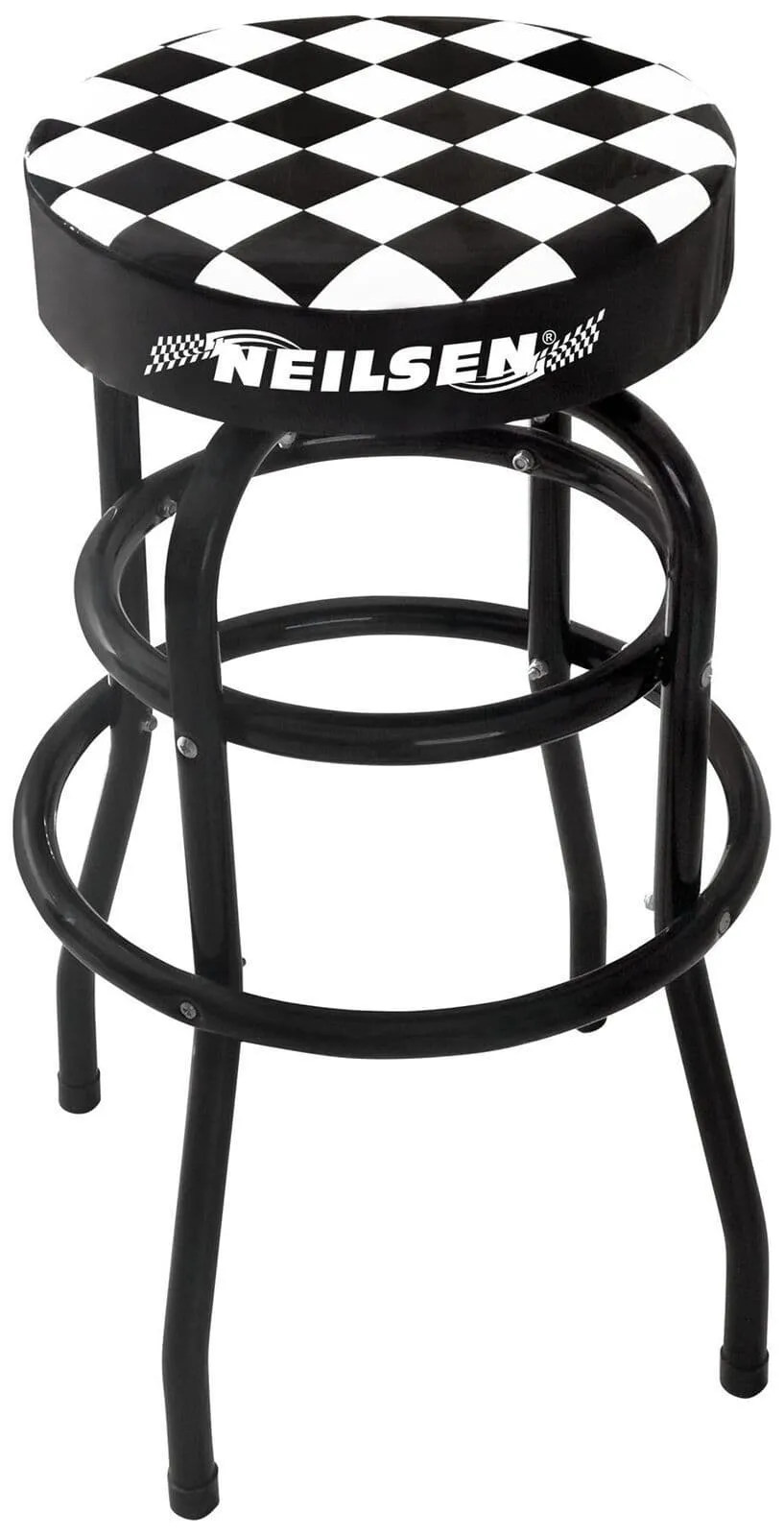 Chequered Black & White Swivel Bar Stool
