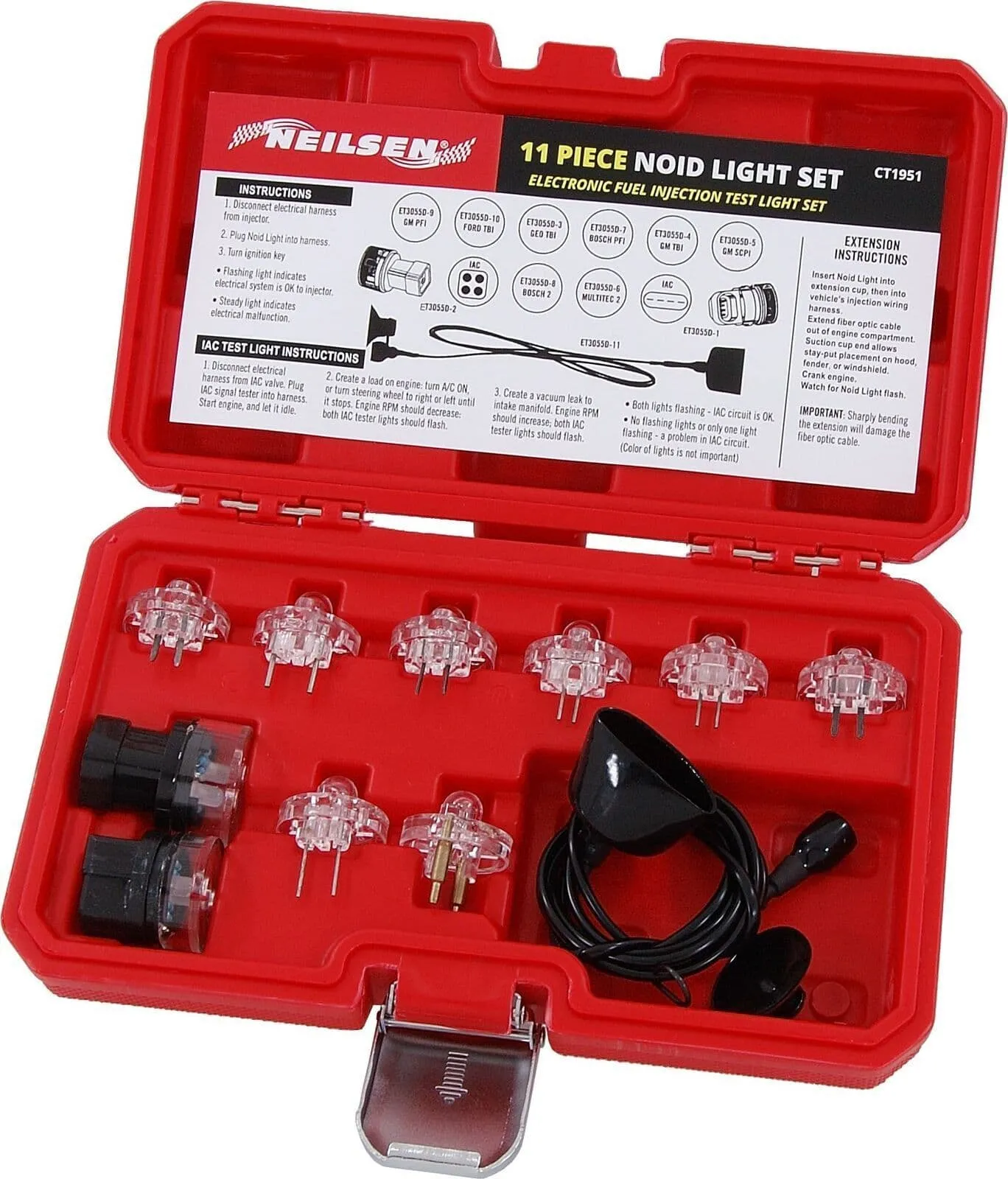 Deluxe Noid Light Set - 11Pc Electronic Fuel Injection Test Light + Cable + Case