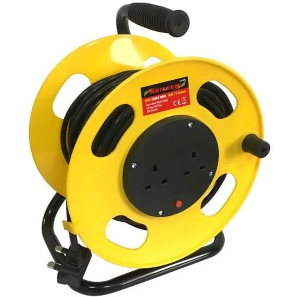 Extension Lead Cable Reel - 50M / 2 Socket 240V