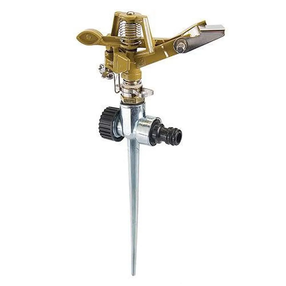 Garden Metal Spike Lawn Grass Hose 360 Degree Water Impulse Sprinkler