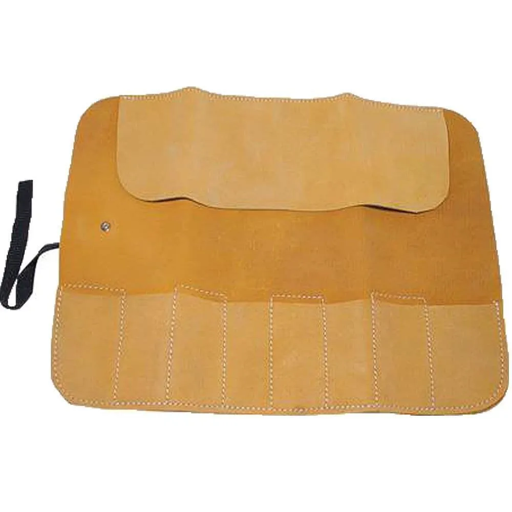 Genuine Leather 12 Pocket Tool Roll Quality Spanner Tool Storage Case Fold Up