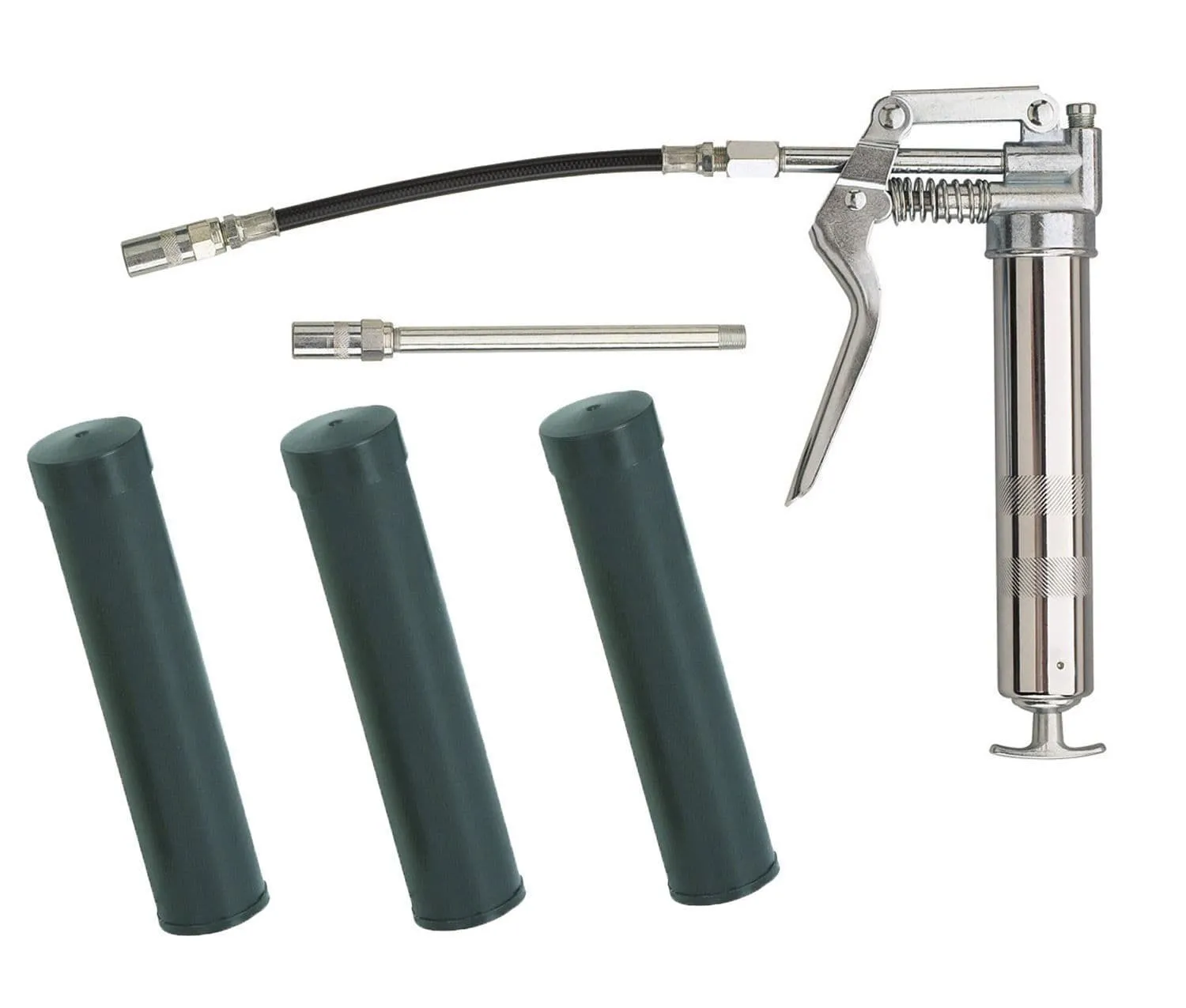 Greasing Gun Lubricanting Set & 3 Grease Cartridges With Flexible & Rigid Tubes