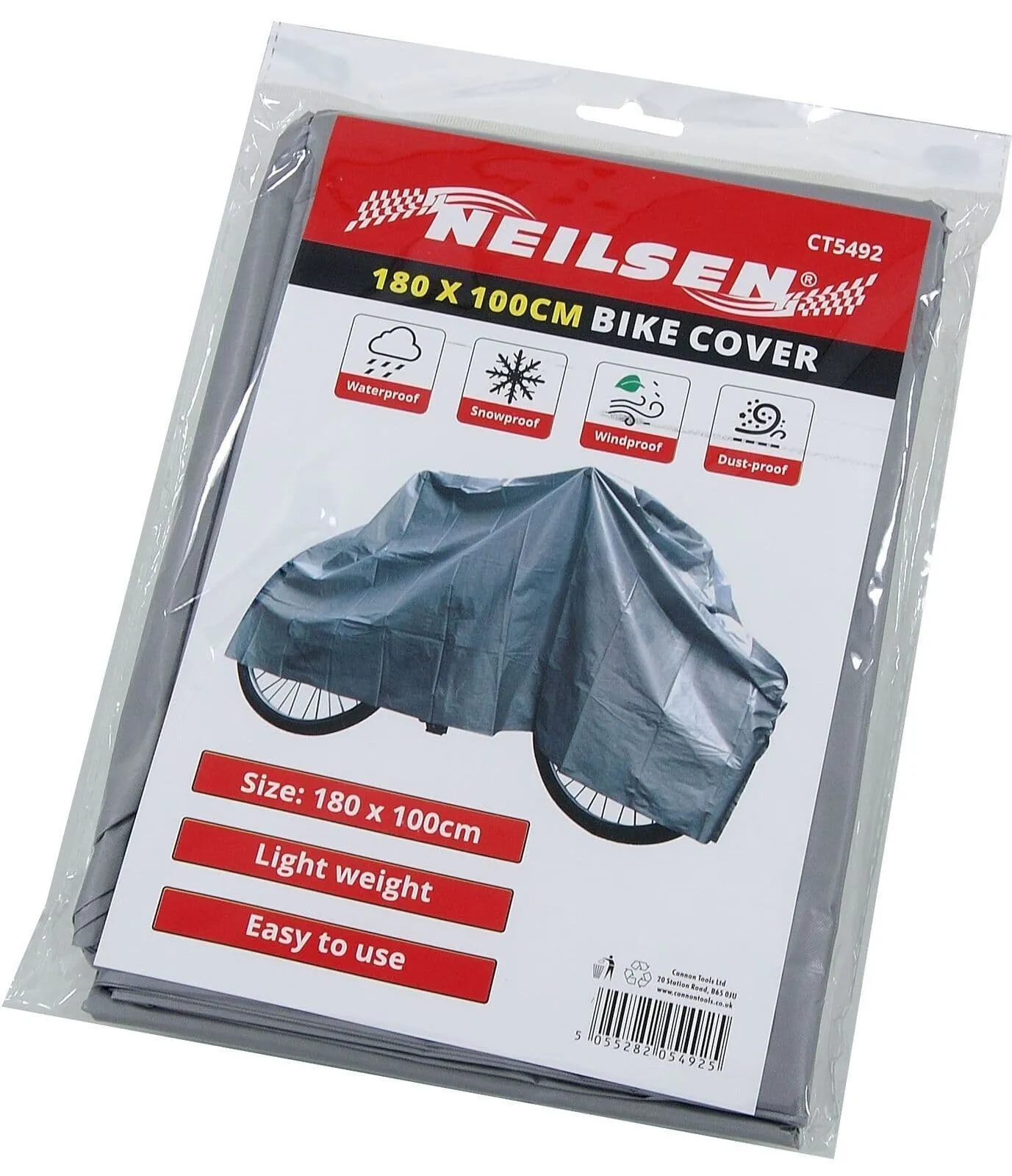 Grey Waterproof Bike Cover 180Cm X 100Cm