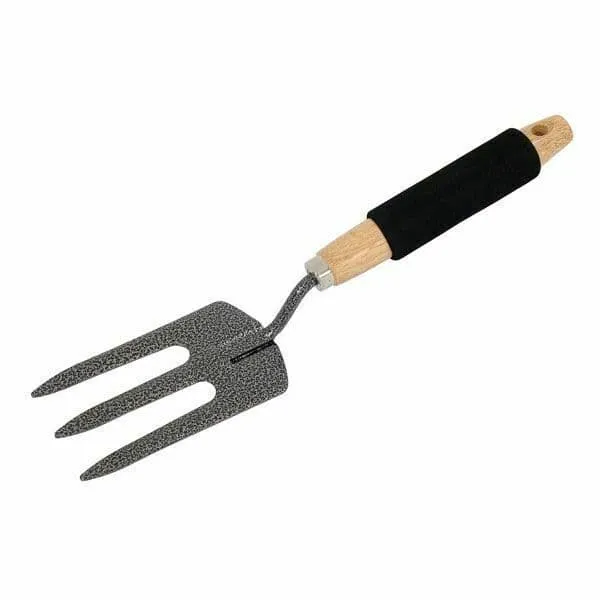 Hand Fork Wooden Handle Carbon Steel Plants Potting Garden Planting Tool Soil