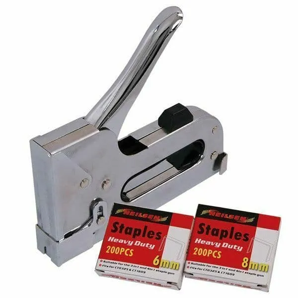 Heavy Duty Tacker Staple Gun 8/10/12mm Upholstery Stapler With 400 Metal Staples