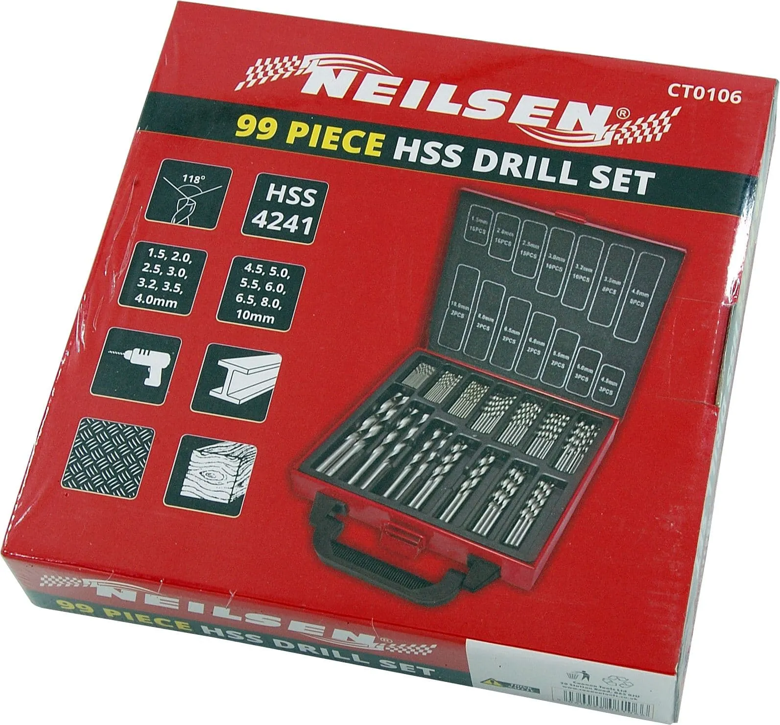 Hss Drill Bit Set 99 Piece Plastic Wood Metal Drill Kit With Case