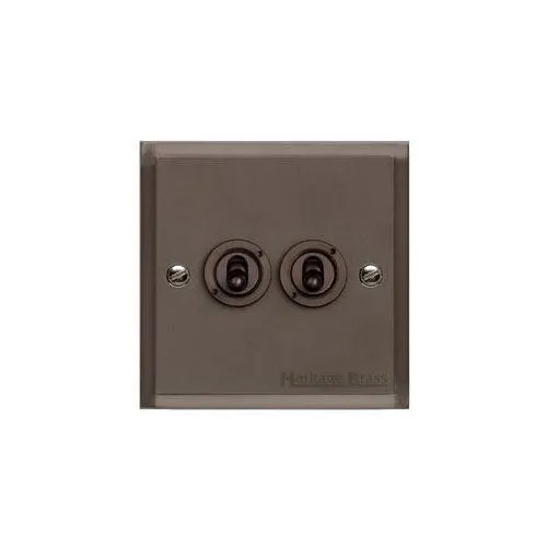 Elite Stepped Plate Range-Matt Bronze-2 Gang Toggle Switch