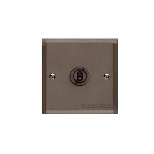 Elite Stepped Plate Range-Matt Bronze-1 Gang Intermediate Toggle Switch