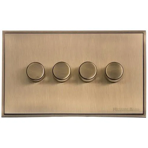 Executive Range-Antique Brass-4 Gang Dimmer (400 watts)